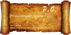 Preininger Olga névjegykártya